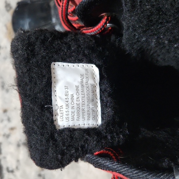 JustFab Loletta red & black Buffalo plaid duck boots EUC - Picture 7 of 10